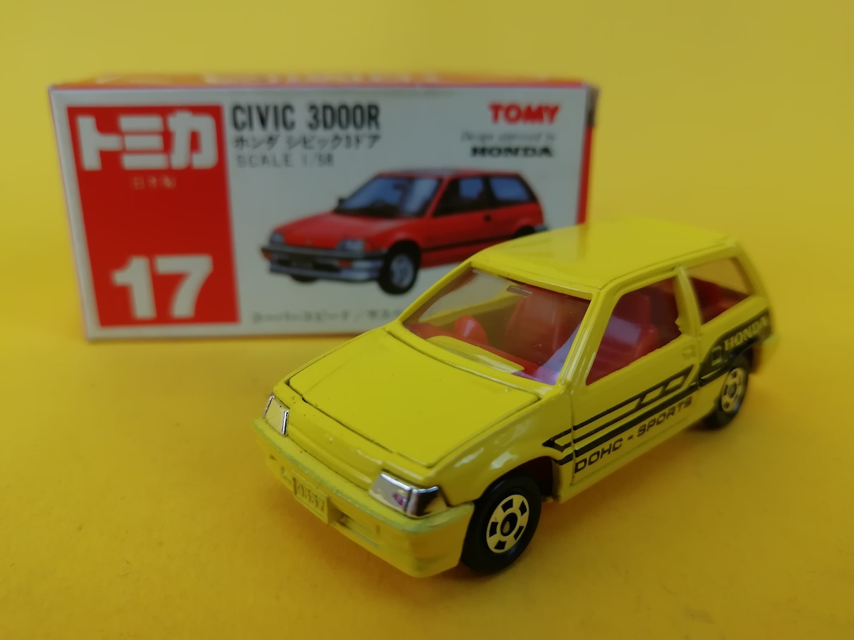 トミカ赤箱　No17 ホンダ シビック 3ドア (名古屋丸栄特注)ブルー トミカ 17 ホンダ シビック3ドア 黄色シャーシ 日本製 赤箱 | トイズ