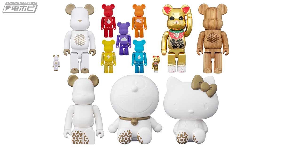 Original design BE@RBRICKs, Doraemon, and Hello Kitty figures from